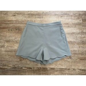 Bishop + Young Anthropology Size L Scallop Hem High Waisted Dress Shorts Grey